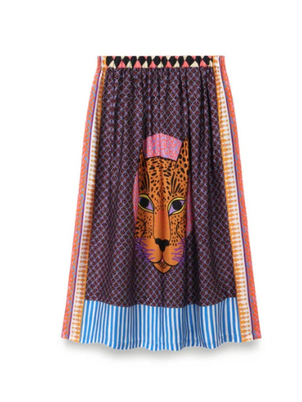 ME369 Hailey Purple Printed Skirt (Tiger Print Midi) | XXS